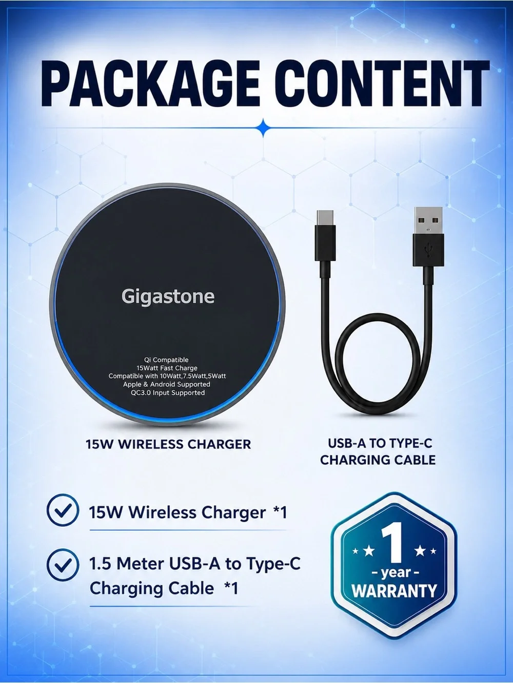 Gigastone Fast Charge Black Wireless Charger